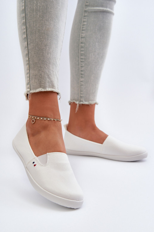 Tenisówki Trampki Slip-On Damskie Białe Adrancia