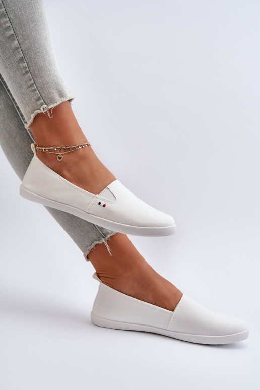 Tenisówki Trampki Slip-On Damskie Białe Adrancia