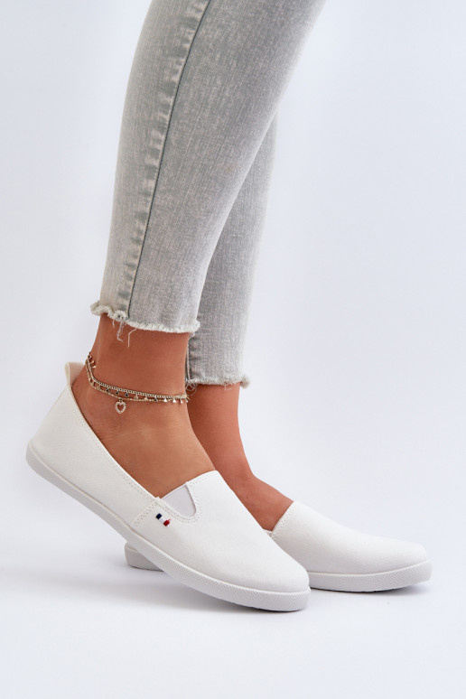 Tenisówki Trampki Slip-On Damskie Białe Adrancia