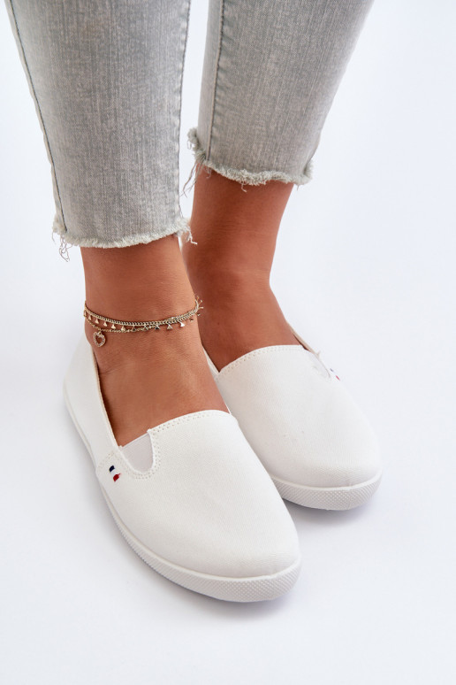 Tenisówki Trampki Slip-On Damskie Białe Adrancia
