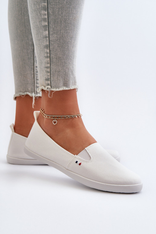 Tenisówki Trampki Slip-On Damskie Białe Adrancia