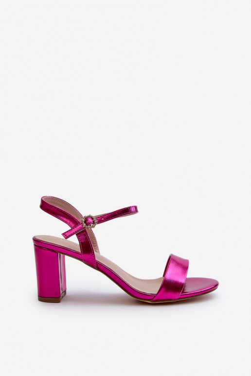 Metallic Sandals With Stiletto Heel Fuchsia Glindra