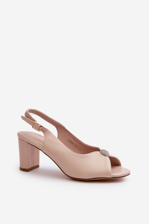 Elegant Sandals with Stiletto Heel and Beige Decoration Trasea Elegant Sandals with Stiletto Heel and Beige Decoration Trasea