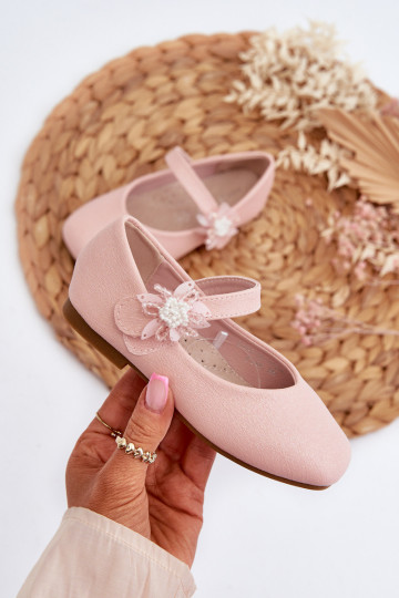 Pink Velcro Fastening Children's Glitter Ballerina Shoes Jeylin 2