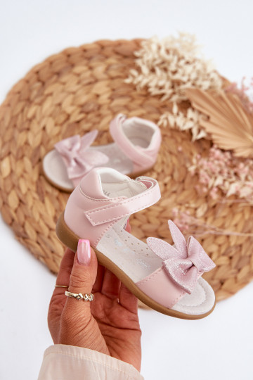 Children's Sandals with Bow Velcro Fastening Pink Wistala 2