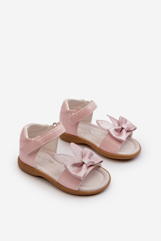 Children's Sandals with Bow Velcro Fastening Pink Wistala