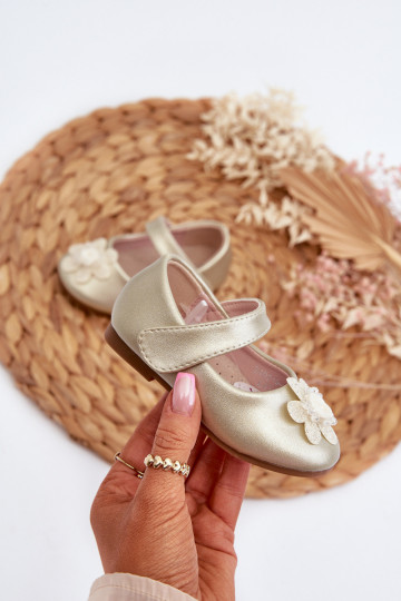 Children's ballerina shoes with Velcro fastening with gold decoration Serinde 2