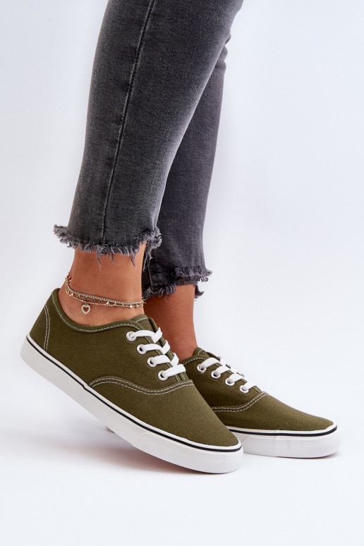 Women's Classic Dark Green Canvas Sneakers Olvali