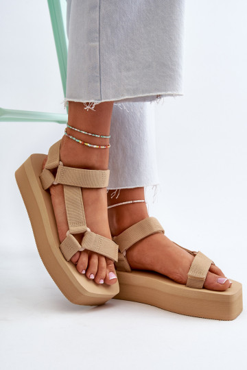 Women's Platform Sandals in Beige Edireda 2