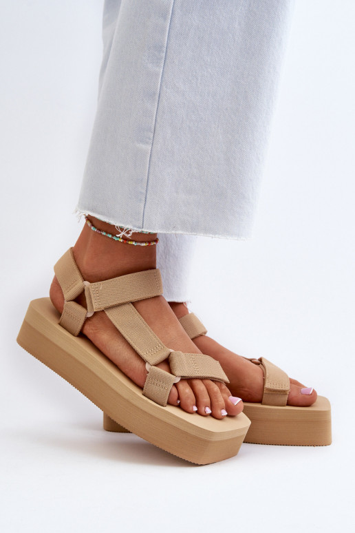 Women's Platform Sandals in Beige Edireda