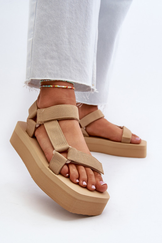 Women's Platform Sandals in Beige Edireda