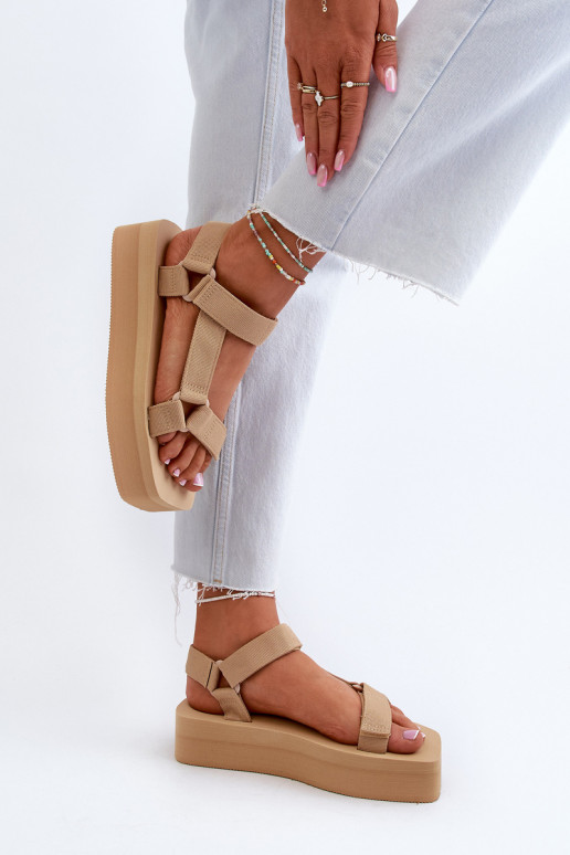 Women's Platform Sandals in Beige Edireda