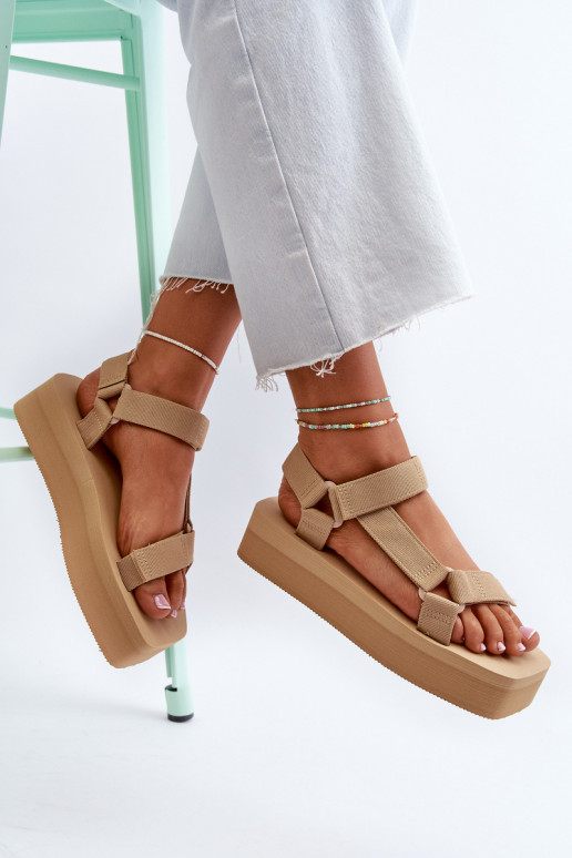Women's Platform Sandals in Beige Edireda