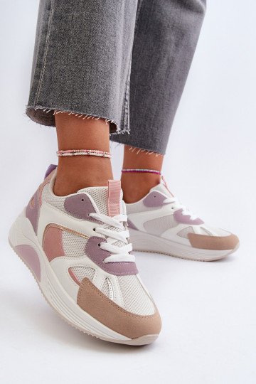 Sneakersy Damskie Na Platformie Fioletowe Lenivia