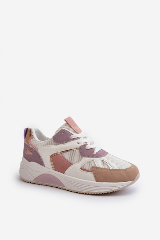 Sneakersy Damskie Na Platformie Fioletowe Lenivia