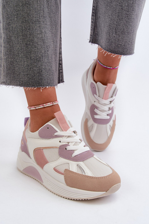 Sneakersy Damskie Na Platformie Fioletowe Lenivia