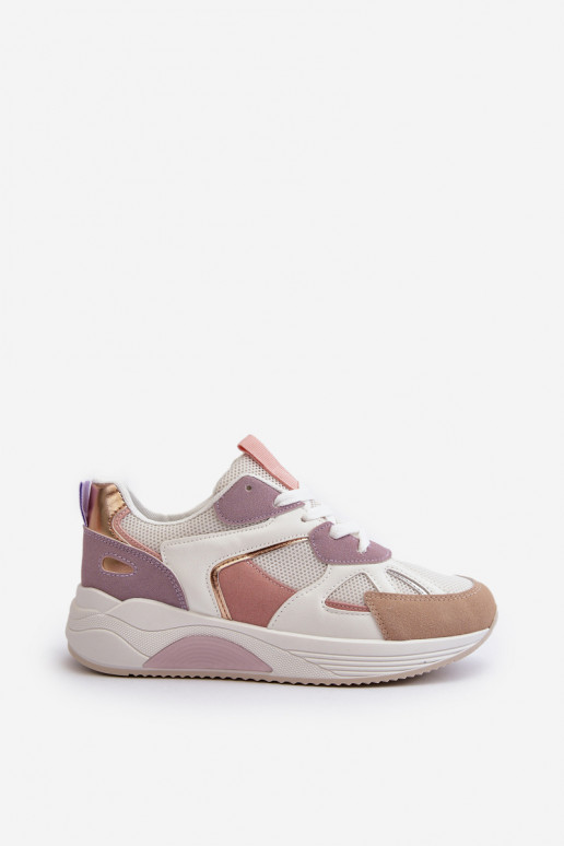 Sneakersy Damskie Na Platformie Fioletowe Lenivia