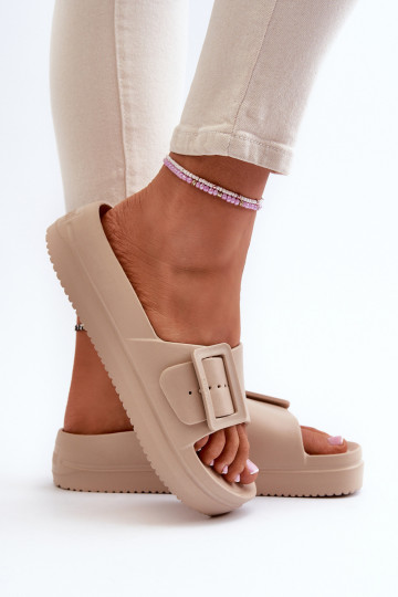 Women's Foam Platform Sandals with Buckle Big Star NN274A666 Beige 2