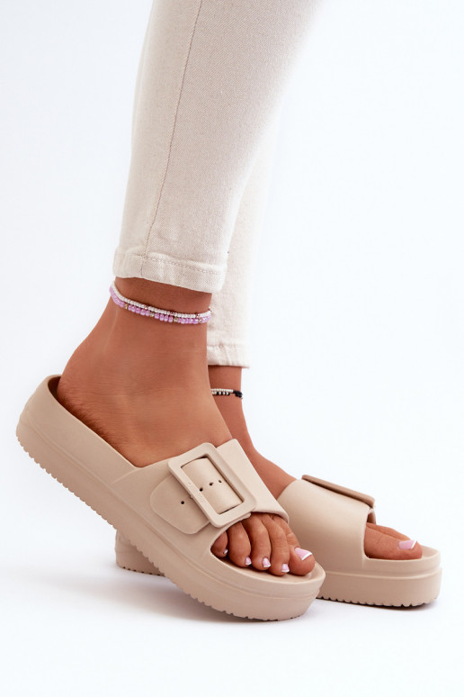 Women's Foam Platform Sandals with Buckle Big Star NN274A666 Beige