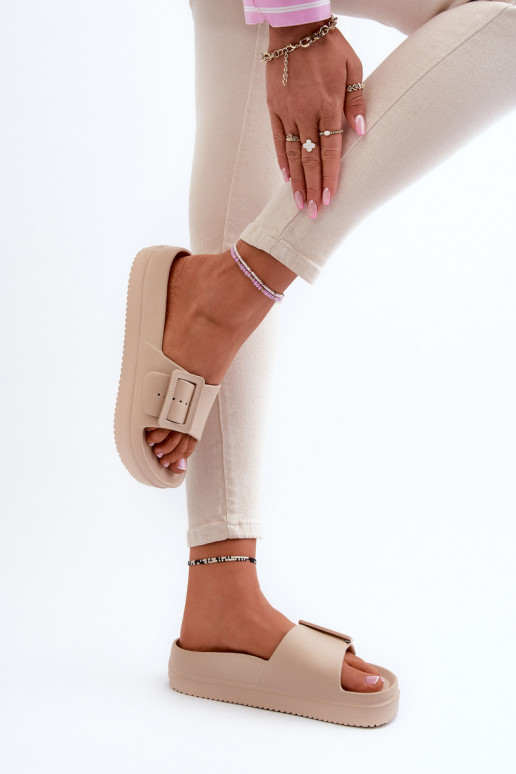 Women's Foam Platform Sandals with Buckle Big Star NN274A666 Beige