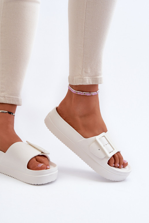 Women's Foam Platform Sandals With Buckle Big Star NN274A661 White