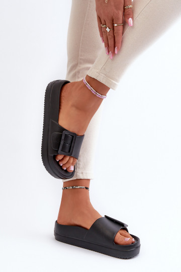 Women's Foam Platform Sandals with Buckle Big Star NN274A662 Black 2