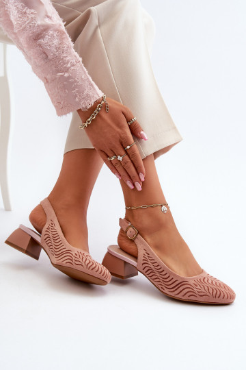 Pink Block Heel Court Shoes Gemifa 2