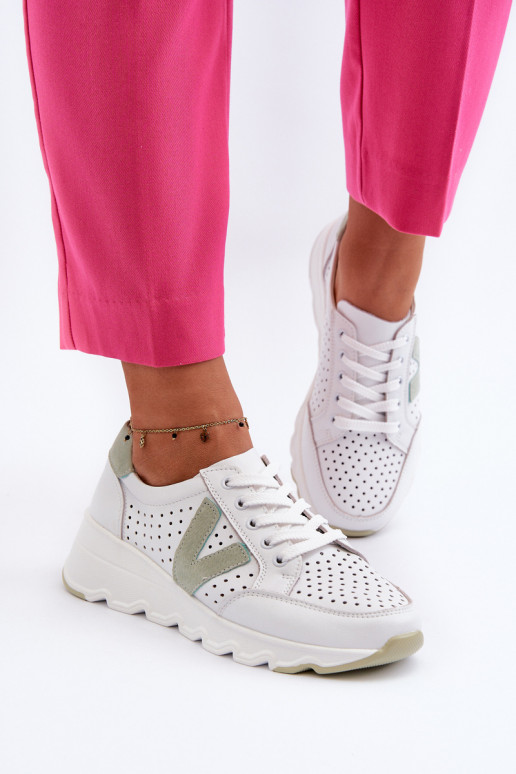 Women's Leather Lightweight Sports Shoes Beige Eleonori