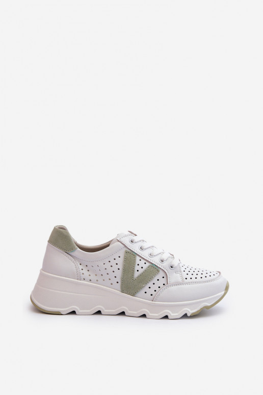 Women's Leather Lightweight Sports Shoes Beige Eleonori