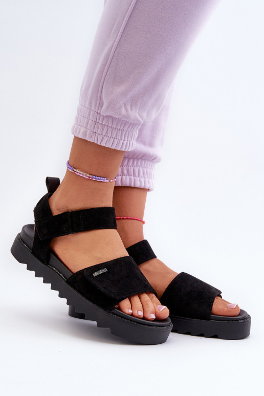 Women's Suede Platform Sandals Big Star NN274700 Black Women's Suede Platform Sandals Big Star NN274700 Black