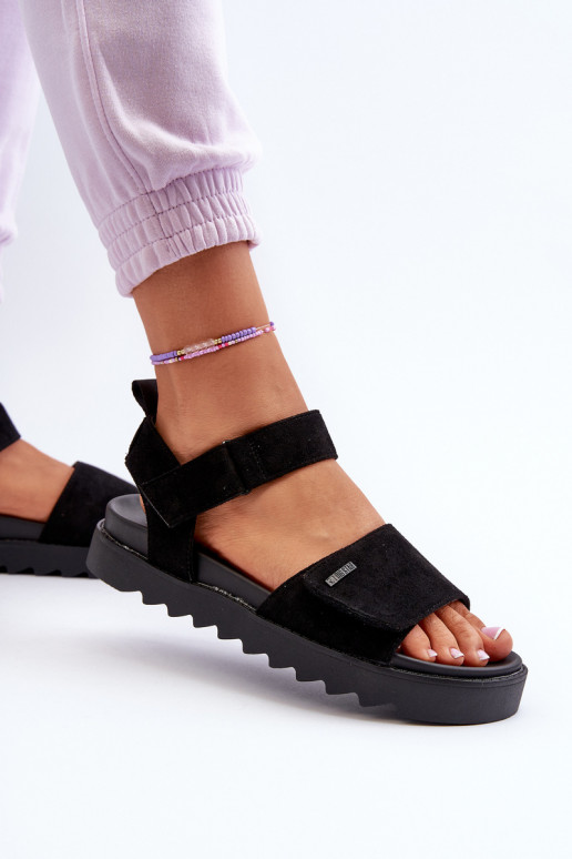 Women's Suede Platform Sandals Big Star NN274700 Black Women's Suede Platform Sandals Big Star NN274700 Black
