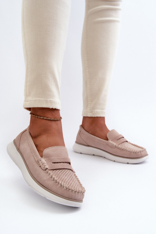 Suede Platform Moccasins Sergio Leone SP012 Beige Suede Platform Moccasins Sergio Leone SP012 Beige
