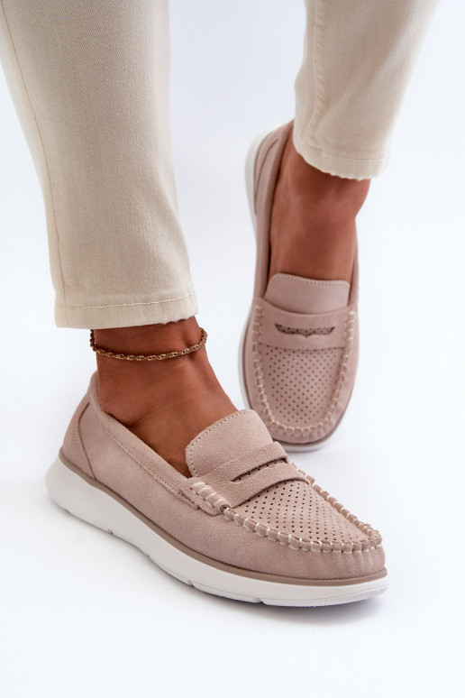Suede Platform Moccasins Sergio Leone SP012 Beige Suede Platform Moccasins Sergio Leone SP012 Beige