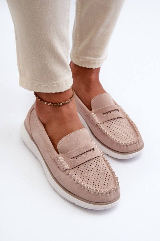 Suede Platform Moccasins Sergio Leone SP012 Beige Suede Platform Moccasins Sergio Leone SP012 Beige