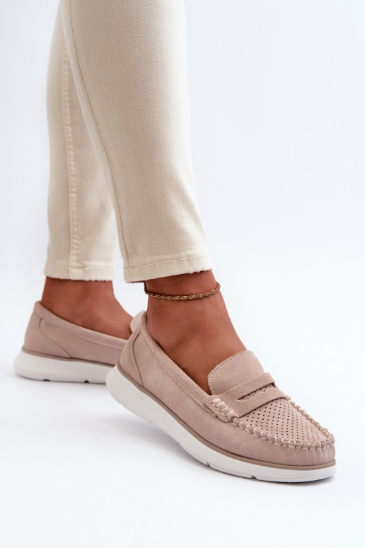 Suede Platform Moccasins Sergio Leone SP012 Beige Suede Platform Moccasins Sergio Leone SP012 Beige