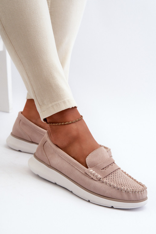 Suede Platform Moccasins Sergio Leone SP012 Beige Suede Platform Moccasins Sergio Leone SP012 Beige
