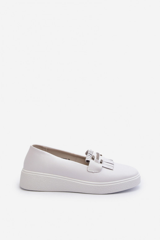 Light Women's Leather Moccasins on Platform White S.Barski LR590 Light Women's Leather Moccasins on Platform White S.Barski LR590