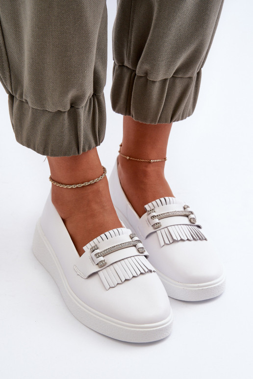 Light Women's Leather Moccasins on Platform White S.Barski LR590 Light Women's Leather Moccasins on Platform White S.Barski LR590