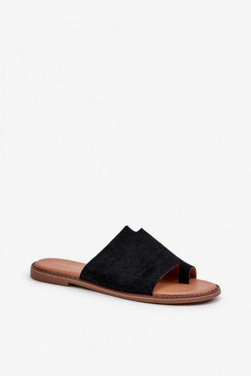 Women's Suede Flip-Flop Sandals Black Amite Women's Suede Flip-Flop Sandals Black Amite