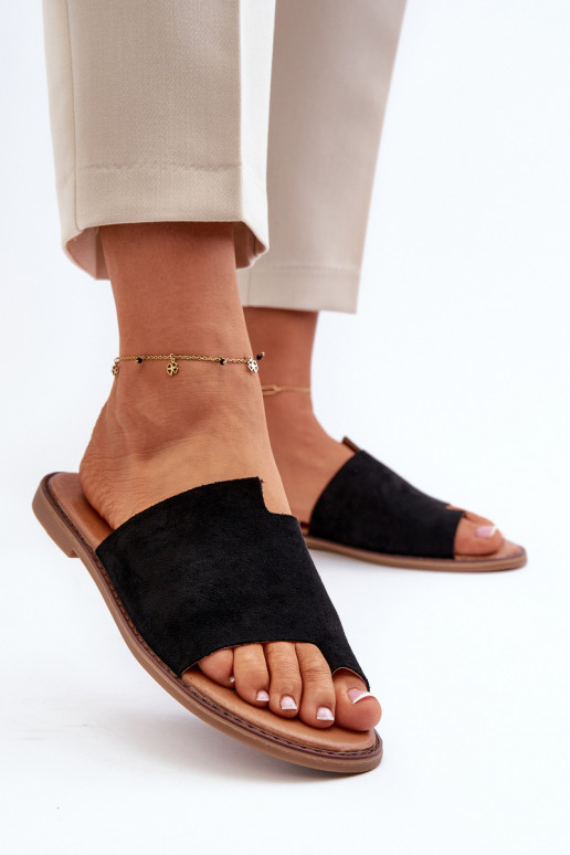 Women's Suede Flip-Flop Sandals Black Amite Women's Suede Flip-Flop Sandals Black Amite