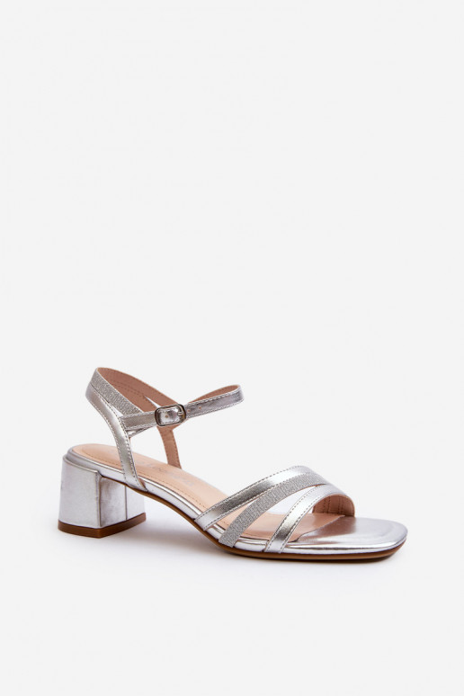 Women's Low Heel Sandals in Synthetic Leather Sergio Leone SK046 Silver Women's Low Heel Sandals in Synthetic Leather Sergio Leone SK046 Silver