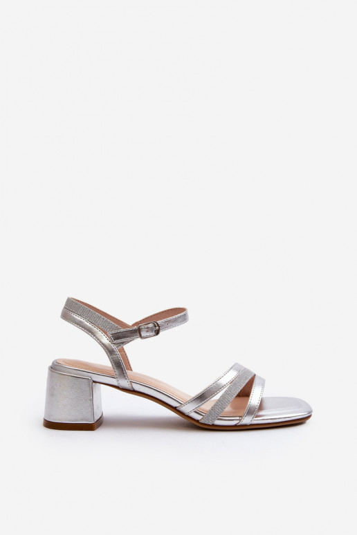 Women's Low Heel Sandals in Synthetic Leather Sergio Leone SK046 Silver Women's Low Heel Sandals in Synthetic Leather Sergio Leone SK046 Silver