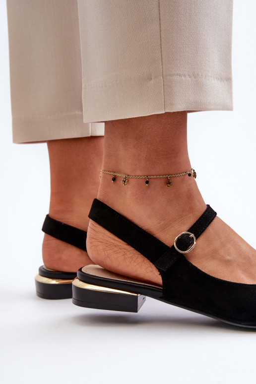 Women's ballet flats with low heel and open back Sergio Leone SK831 Black