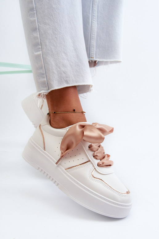 Damskie Sneakersy Na Platformie Białe Tessama