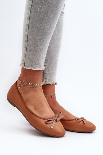 Baleriny Eko Skórzane Z Kokardką Camel Sandelal 2