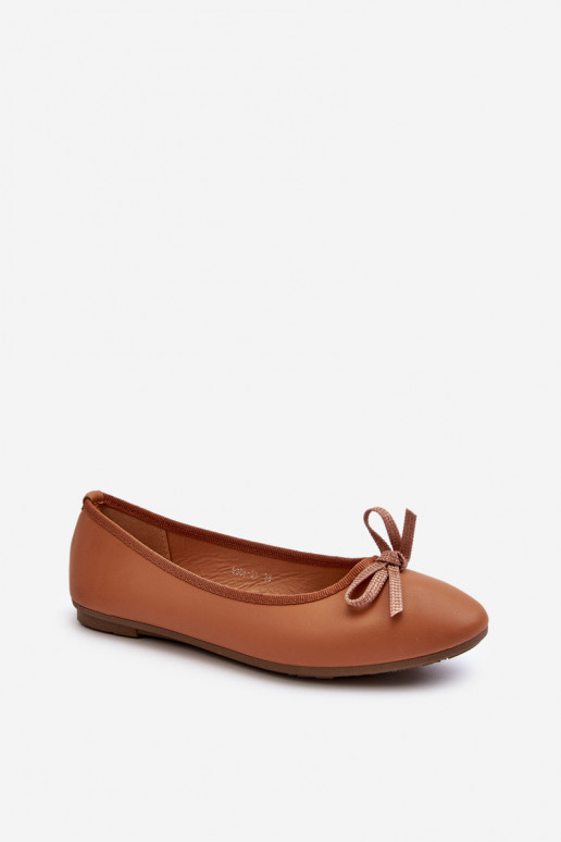 Baleriny Eko Skórzane Z Kokardką Camel Sandelal