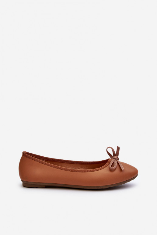 Baleriny Eko Skórzane Z Kokardką Camel Sandelal