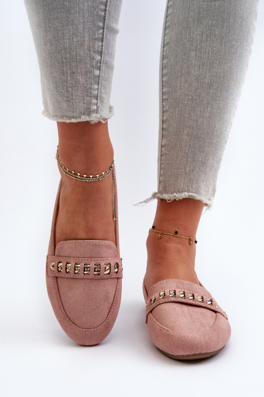 Shiny Women's Moccasins with Chain Pink Aredilla Shiny Women's Moccasins with Chain Pink Aredilla