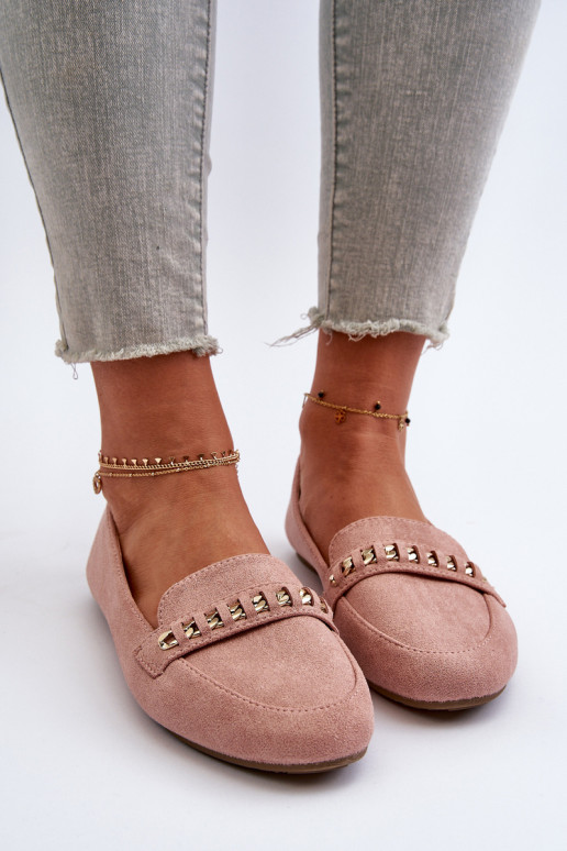 Shiny Women's Moccasins with Chain Pink Aredilla Shiny Women's Moccasins with Chain Pink Aredilla