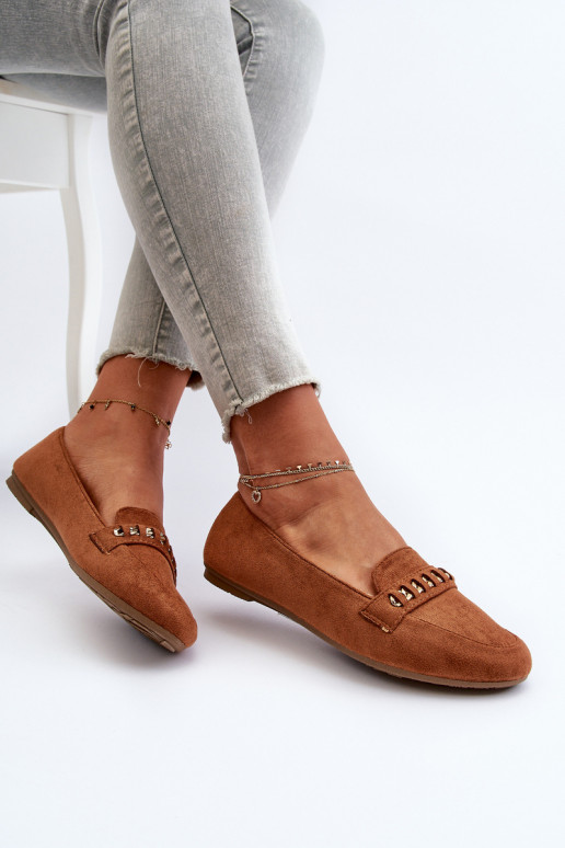 Shiny Women's Loafers With Chain Camel Aredilla Shiny Women's Loafers With Chain Camel Aredilla